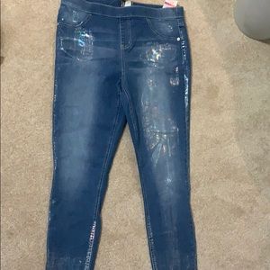 Holographic jeans/jeggings mid rise